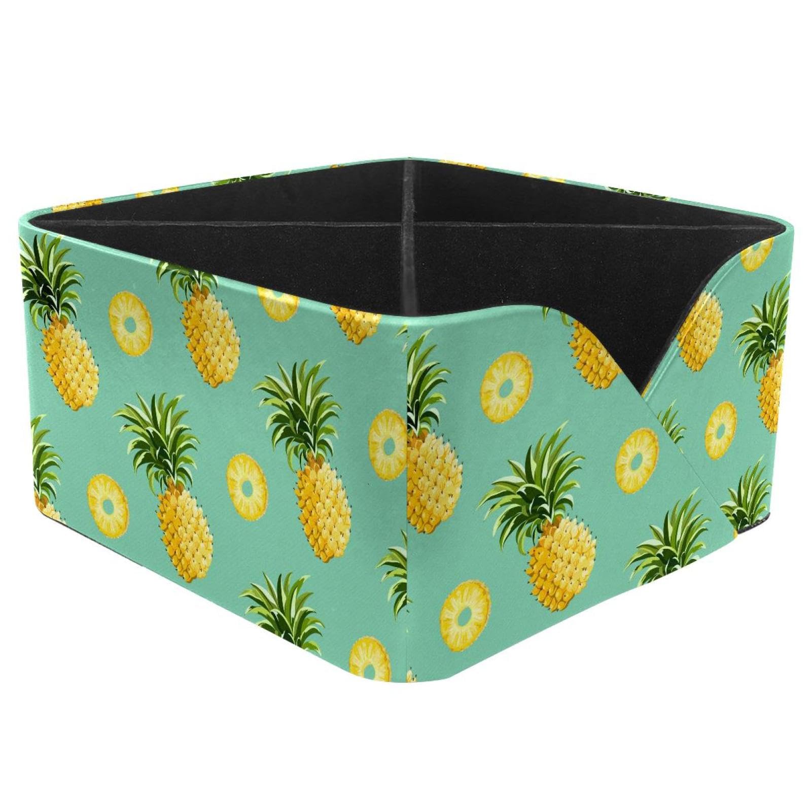 KengjuTesu Pineapple Pattern Desktop Organizer Pen Holder, Rectangular Pencil Cup for Office, Study and Makeup Stations