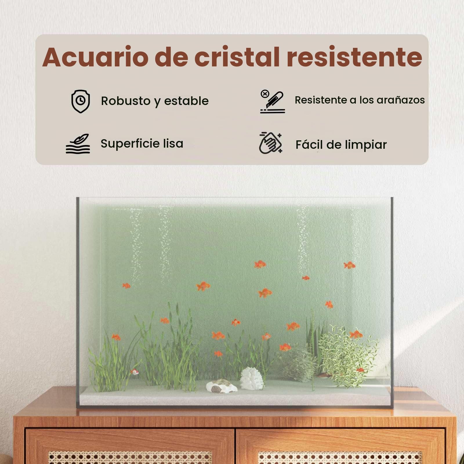 vidaXL Acuario con Almacenamiento Transparente 60 x 35 x 40 cm Cristal, Acuario exhibidor, Tanque de Vidrio Moderno, pecera panorámica, para Interiores y Exteriores