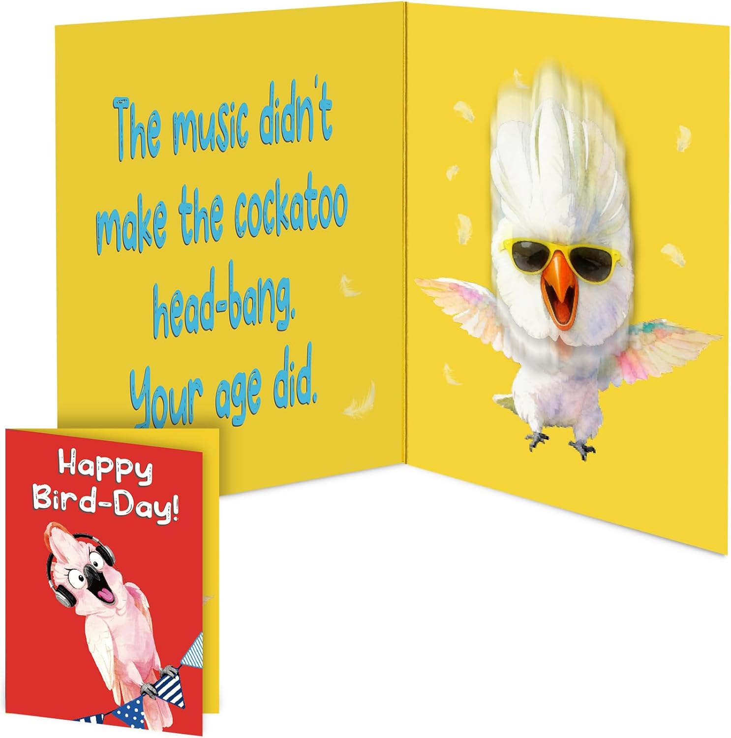 Funny Musical Birthday Card with Singing & Head-Banging Parrot, Sound & Shaking Pop Up Birthday Card for Men Women Kids, Happy Birthday Gift for Friends, Family, Coworkers