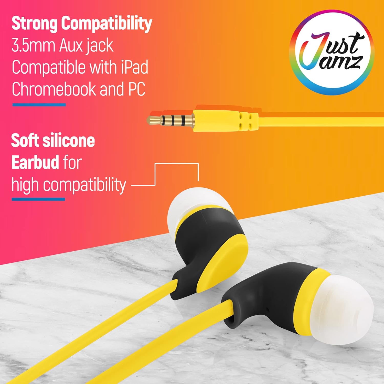 JustJamz® Kidz 50 Pack Earbuds with Microphone Disposable