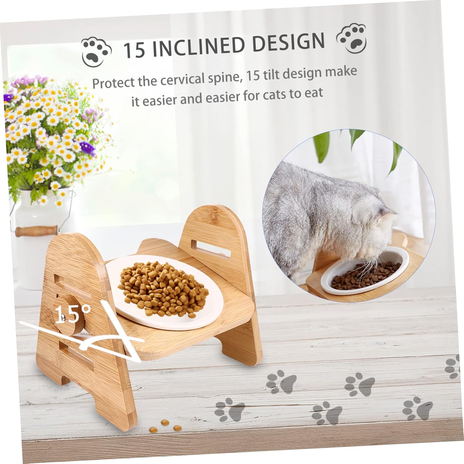 YARNOW Creative Cat Bowl with Raised Stand Removable Pet Dish for Optimal Feeding Posture Durable Design for Cats