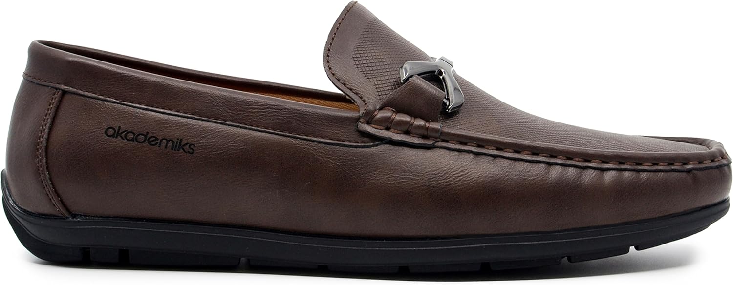 AKADEMIKS Men's Textured Slip On Driving Loafers Memory Foam Casual Dress Shoes