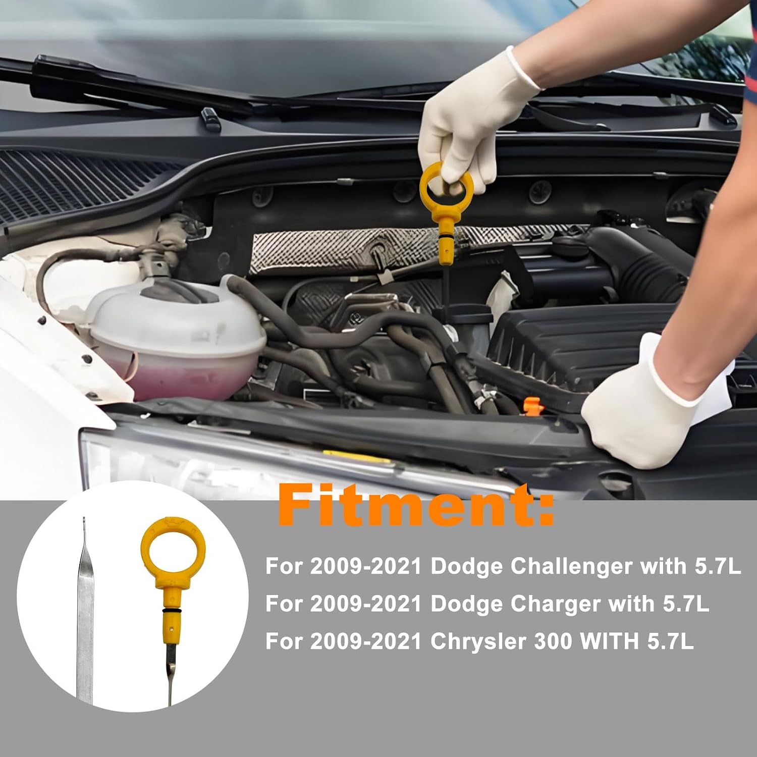 04792872AF Engine Oil Dipstick Indicator for 2009-2021 Dodge Challenger Charger Chrysler 300 5.7L Hemi Oil Level Dipstick Replacement # ‎04792872AE 917-323