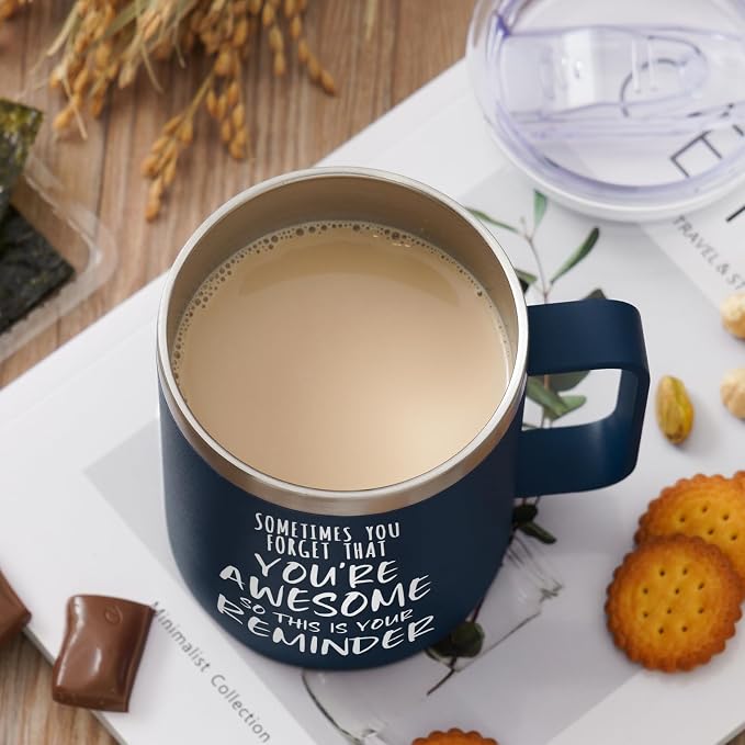 Taza térmica de acero inoxidable 14oz color azul marino miniatura 6