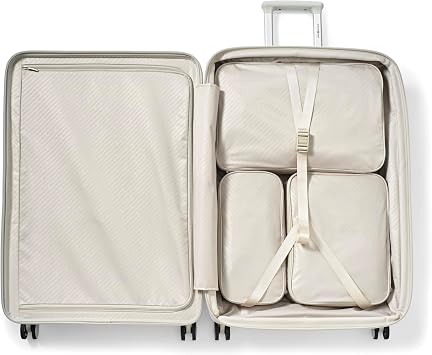 Samsonite Paralux Large Checked Luggage - Innovative Design - Quick Access Front Pocket - Dual Suspension Wheel Technology - TSA Lock - Expandable - Includes Removable Packing Cubes - Stone Grey