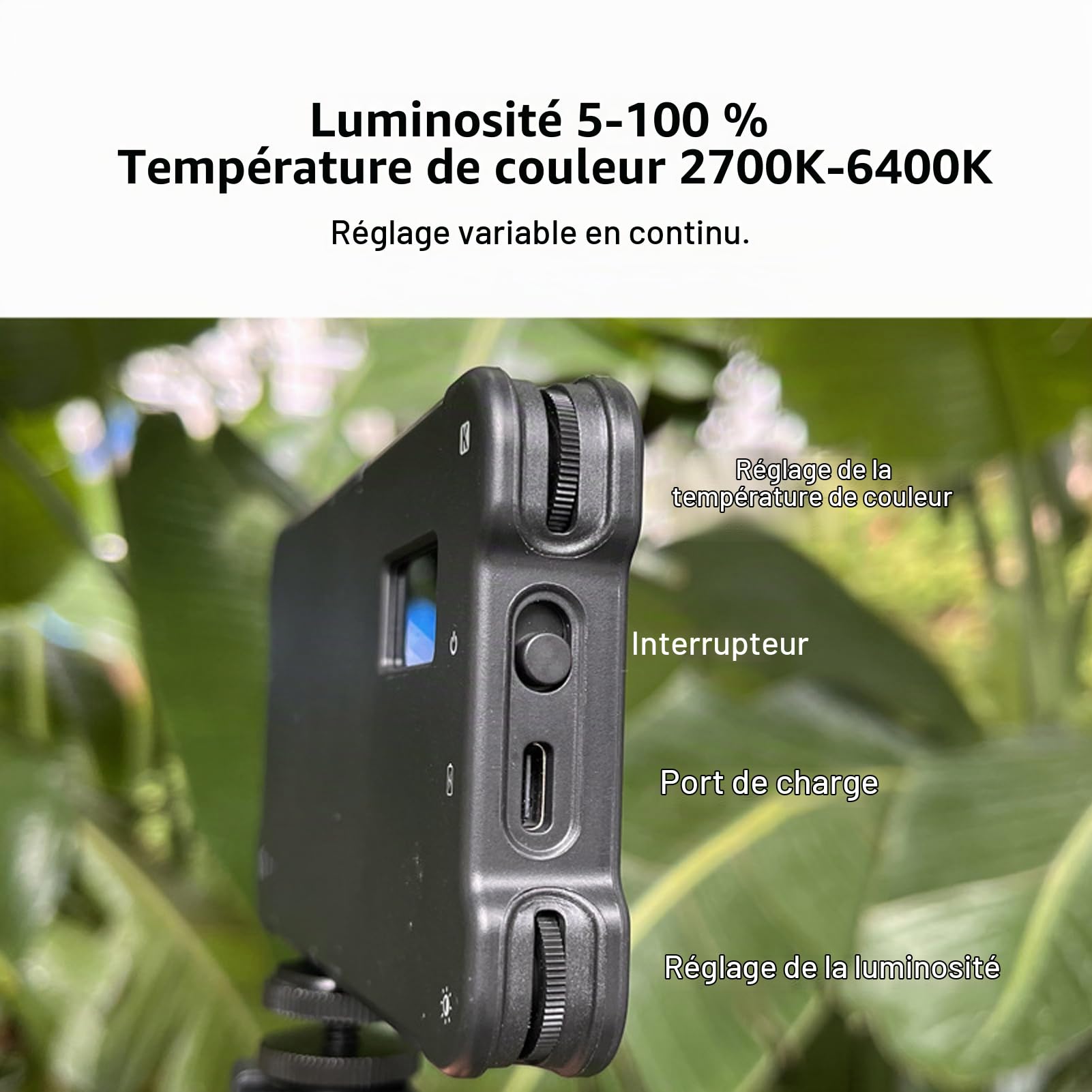 Éclairage LED de Photographie, Lumière de Photographie de Tatouage, Lumière Rechargeable sans Fil avec 180 Puces LED, Température de Couleur et luminosité Réglables, Lampe pour