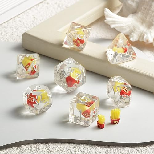 Miniatura 2 de Set de Dados DNDND, DNDND 7 Piezas de Dados Poliédricos de Resina con Bolsa de Terciopelo para Juegos de Rol D&D y Juegos de Mesa (Fichas)