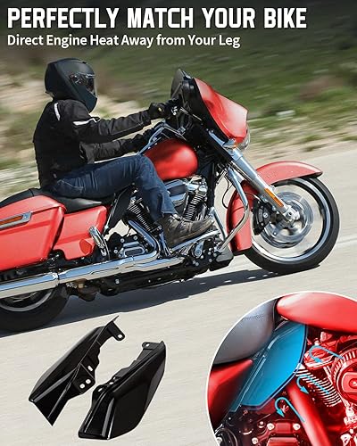 Miniatura 2 de ANONEMOTO Deflector de aire de marco medio negro brillante, deflector de escudo térmico compatible con Harley Davidson Touring 2009-2023 Road Glide