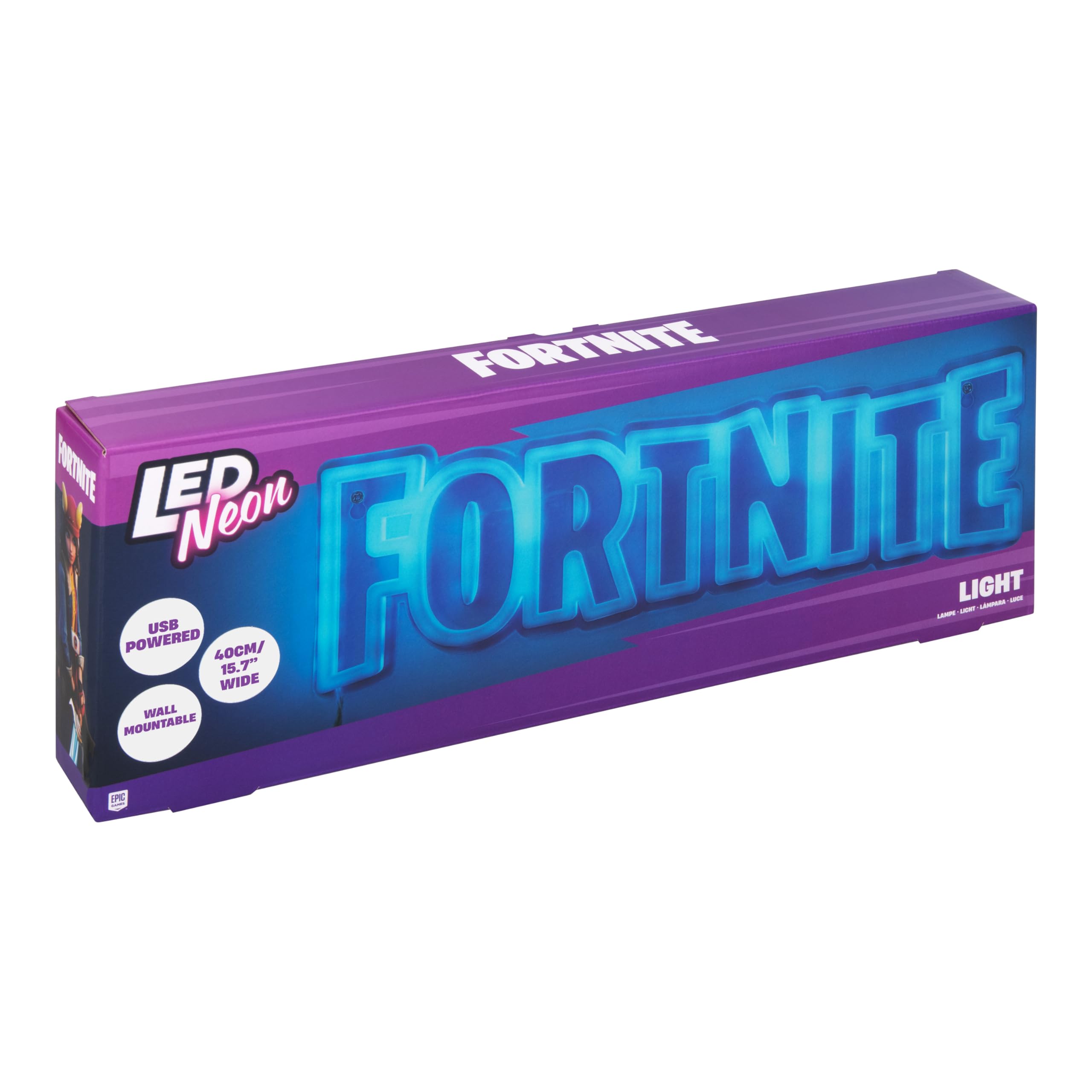 Paladone - Lampada neon LED logo Fortnite, da parete, per videogiocatori, con cavo di alimentazione, per case, camere da letto o soggiorni, idea regalo per ragazzi, licenza ufficiale