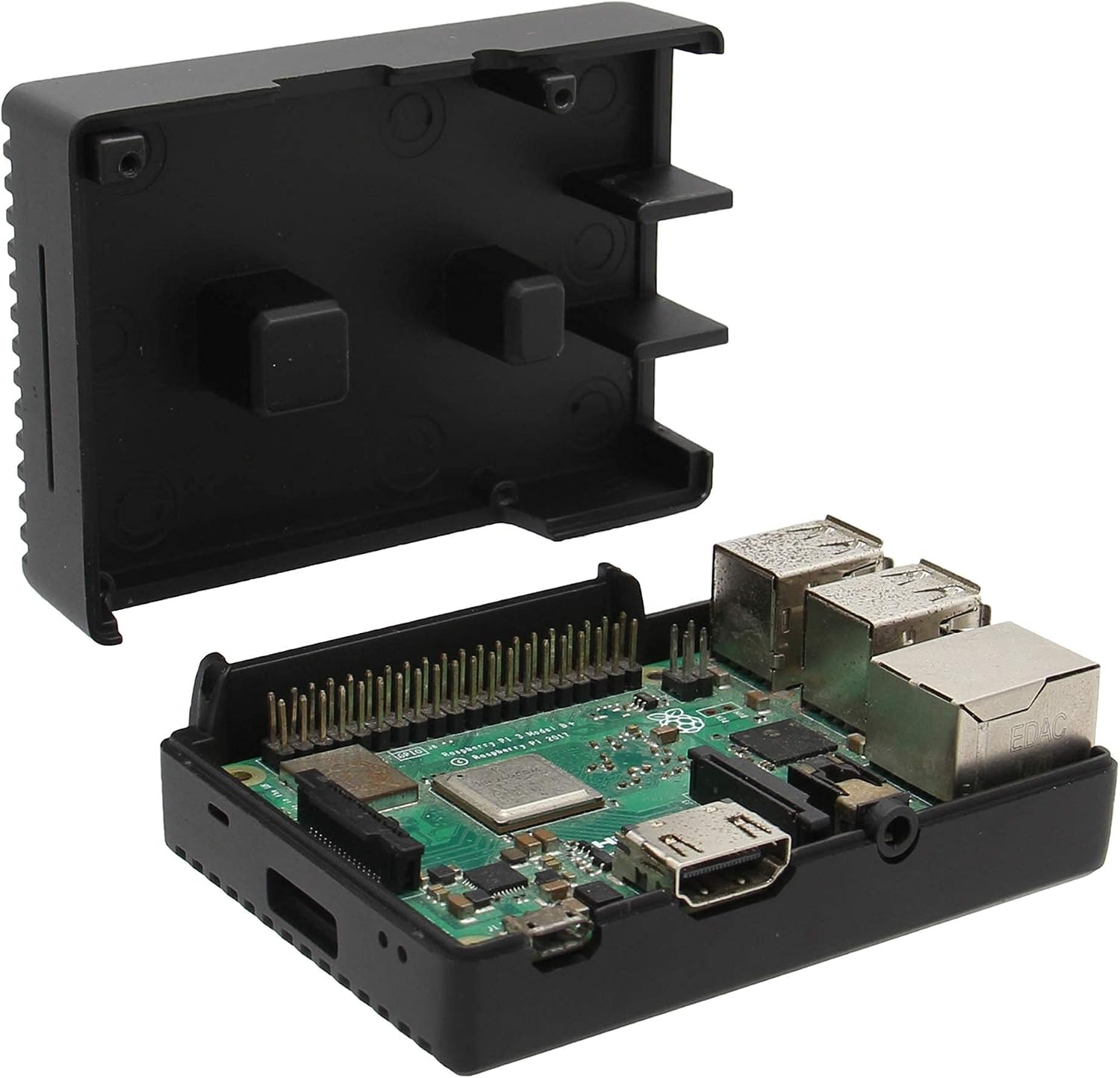 Geekworm for Raspberry Pi 3 B+ Case, Aluminum Alloy Heavy Duty Passive Cooling Metal Case with Heatsink Pillar Compatible with Raspberry Pi 3B+/3B-Black (P252)