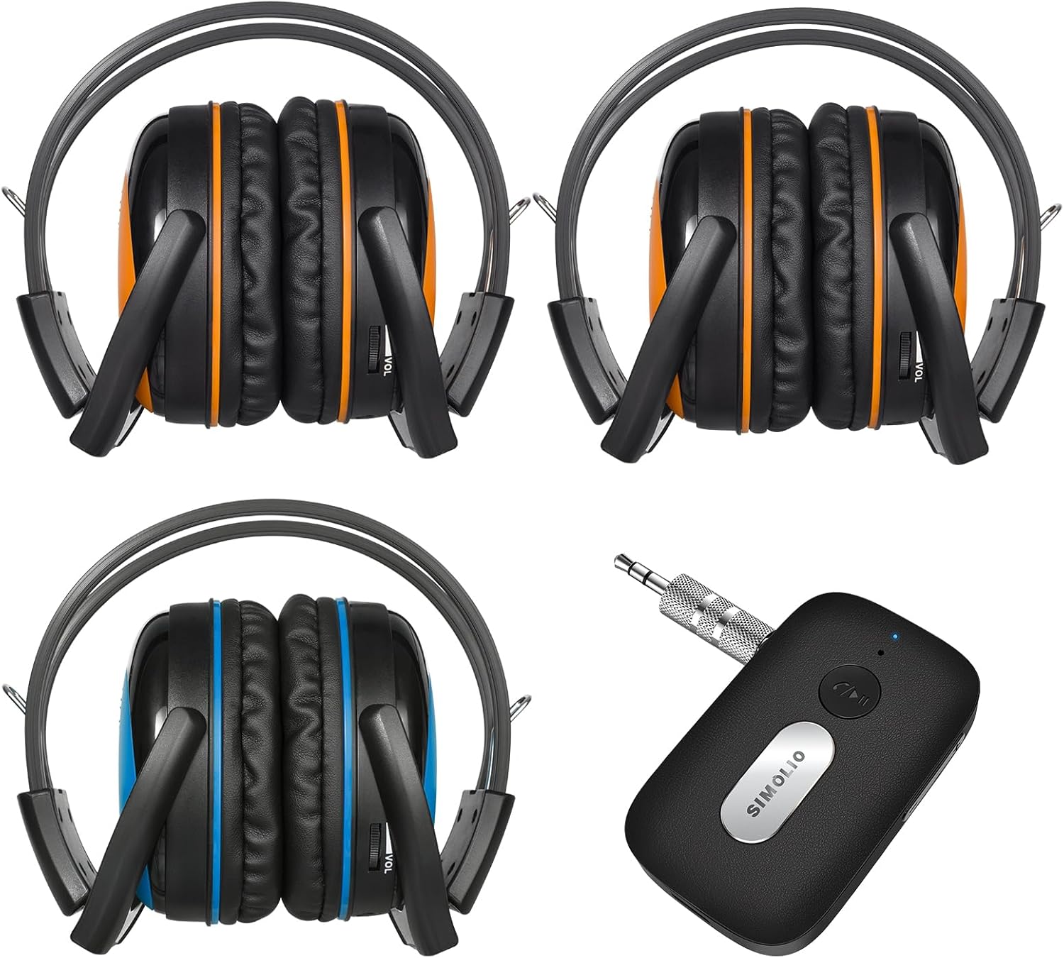 SIMOLIO Wireless IR Headphones Volume Limited for Car Rear Entertainment System, Bluetooth AUX Adapter for Car Stereo with 35H Battery Life, Volume Control, Hands-Free Calls, Dual Connection