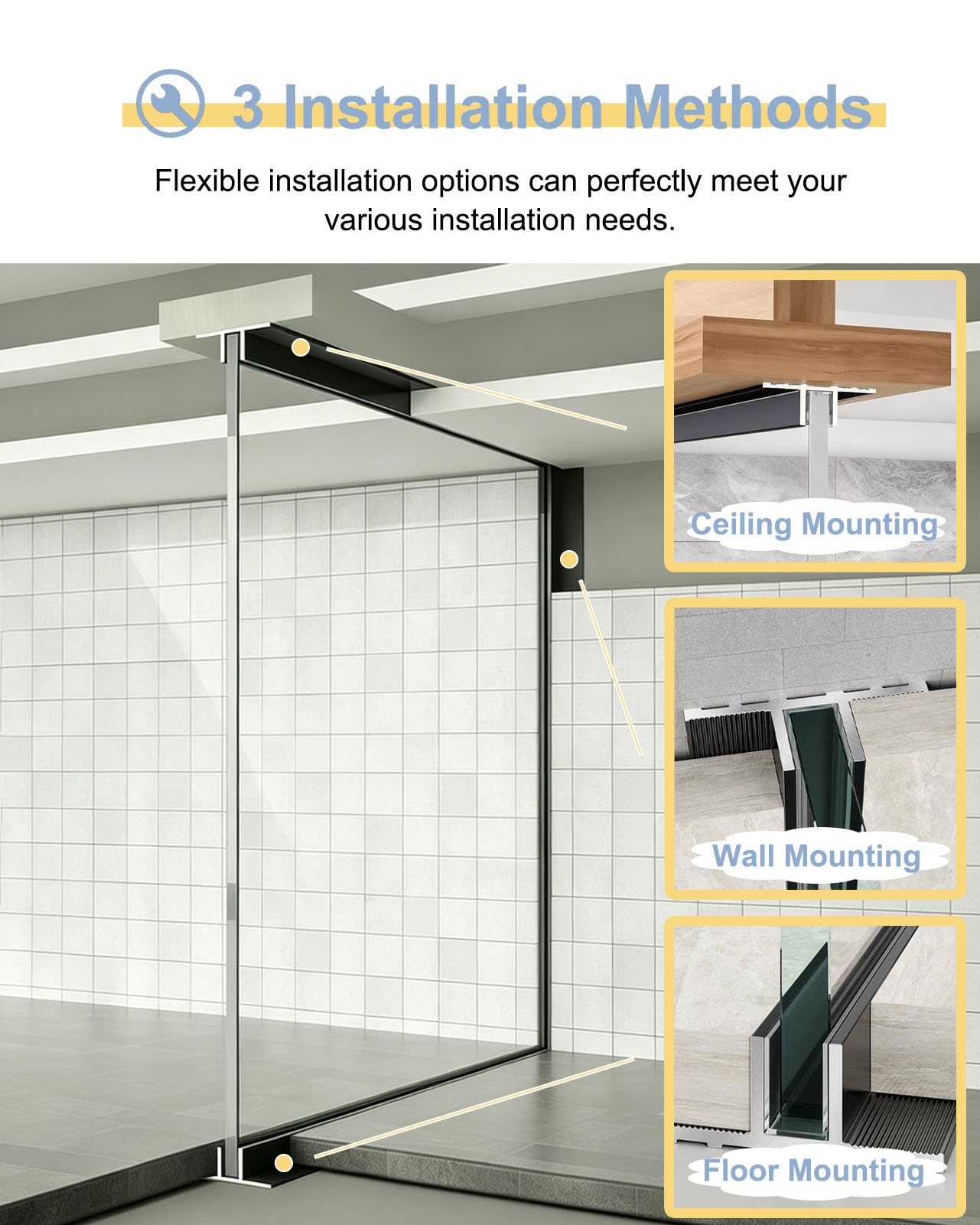Profil Typu U do Szkła Szczelina Mocująca Aluminiowy Panel Szklany | Profil Mocujący do Ścianki Szklanej, Profil Krawędziowy w Kształcie Litery T, Wpuszczana Prowadnica Panelu Prysznicowego
