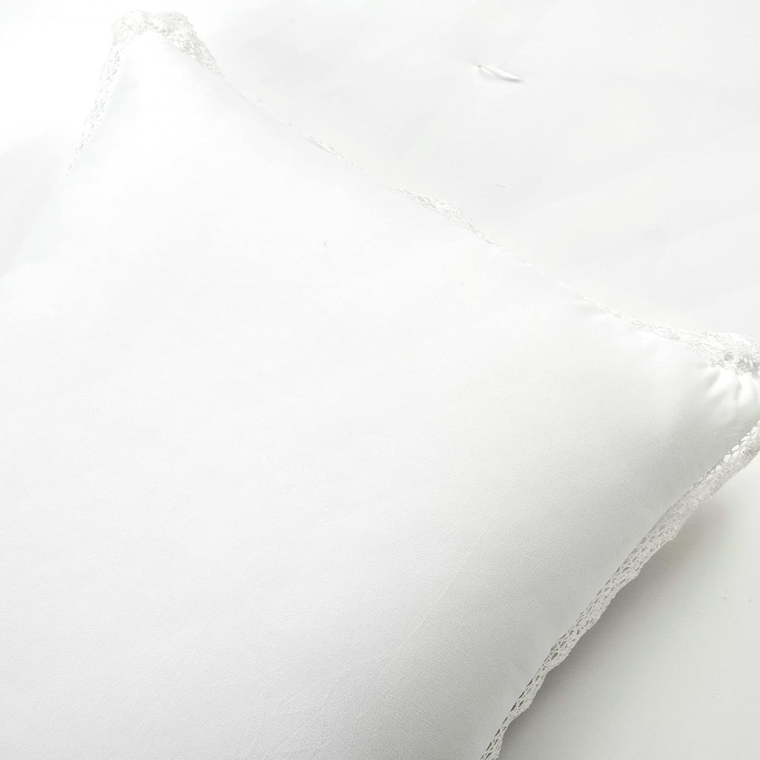 Lush Decor Rosalie Embellished Lace Comforter Set, 5 Piece Set, King, Pure White - Solid Color Bedding Set - Lace Trim Boho - Cottage Core Decor