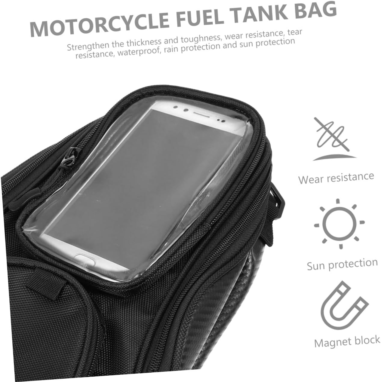 SOLUSTRE Fashionable Motorcycle Tank Bag Motorbike Pouch with Magnetic Closure Multi-function Handlebar Storage for Navigation and Gear Durable for Outdoor Riding