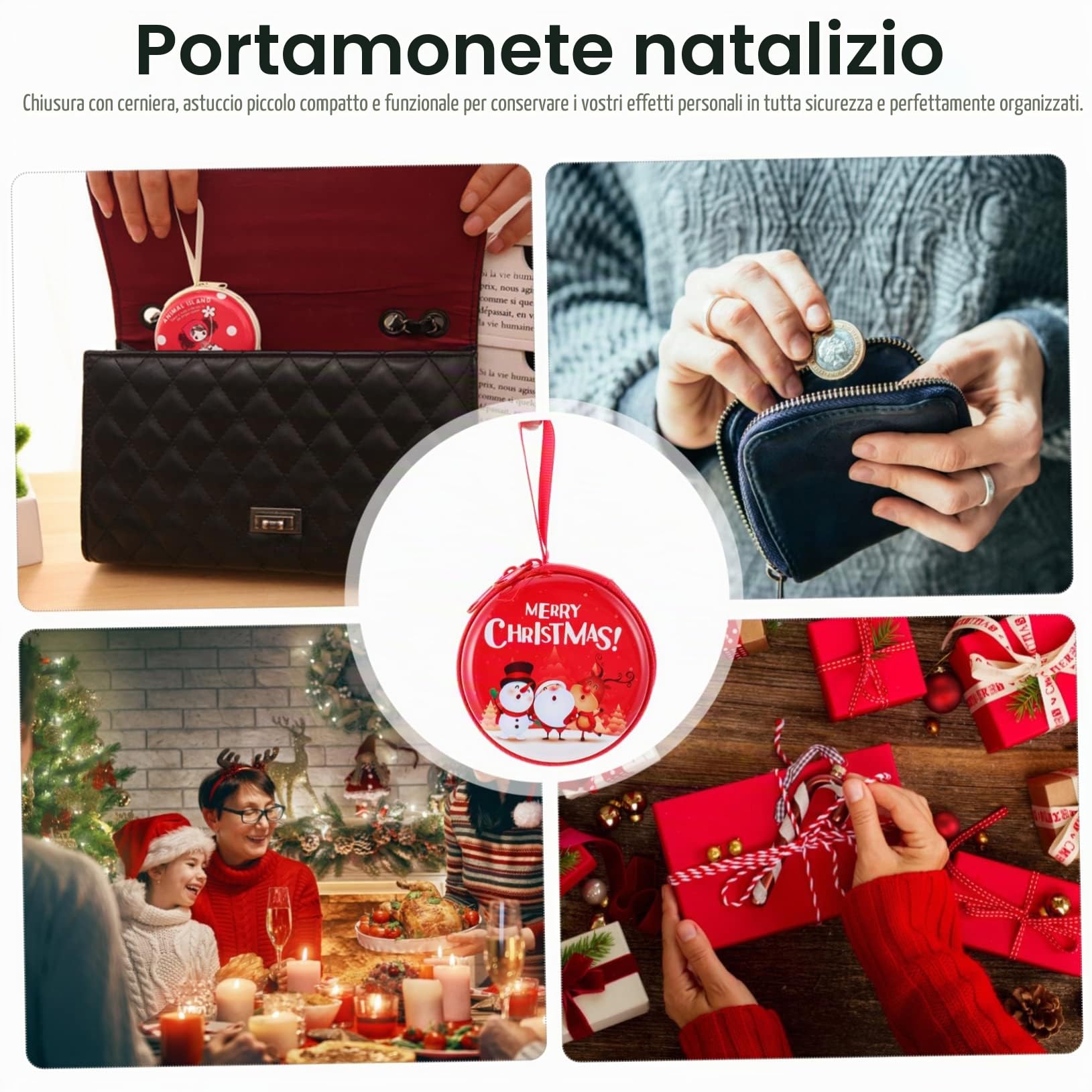 Levemolo 30 Pz Portafoglio Natalizio Sacchetti Per Bomboniere Natalizie Dell'albero Di Natale Albero Di Natale Appeso Mini Custodia Cerniera Piccolo Portamonete Bambino