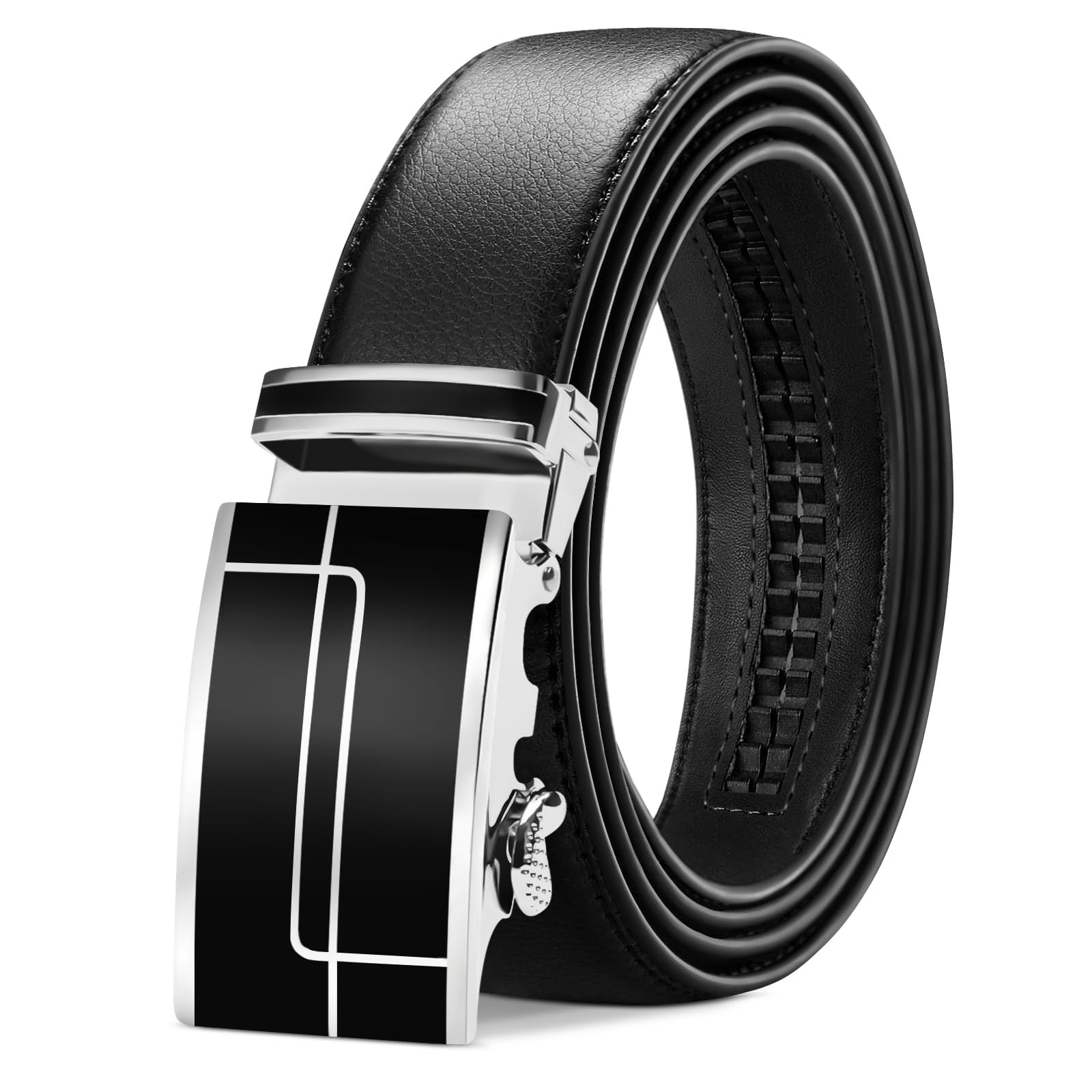 TANGCHAO Gürtel Herren,Ledergürtel Ratsche Automatikschließe für Herren Business Anzug Jeans, 35mm Gürtel,Größe Einstellbar
