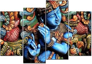 LevvArts - Lord Krishna Wall Art,Religion Painting for Modern Home Office Decor, Act with Compassion,Tenderness and Love,F...