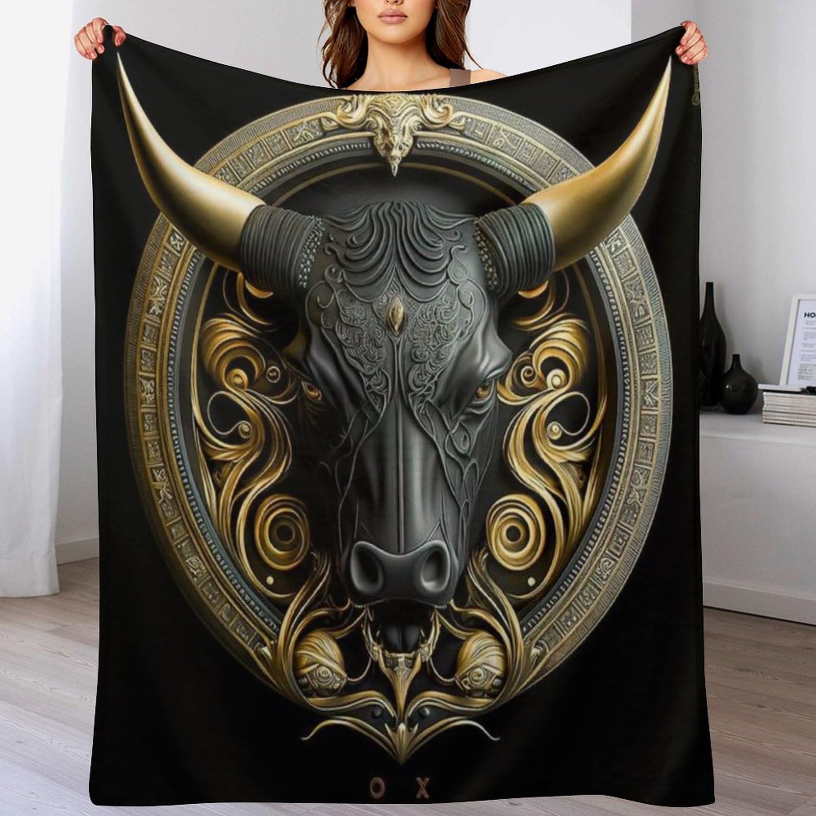 Couverture taureau noir de qualité supérieure en flannel douce pour un confort haut de gamme