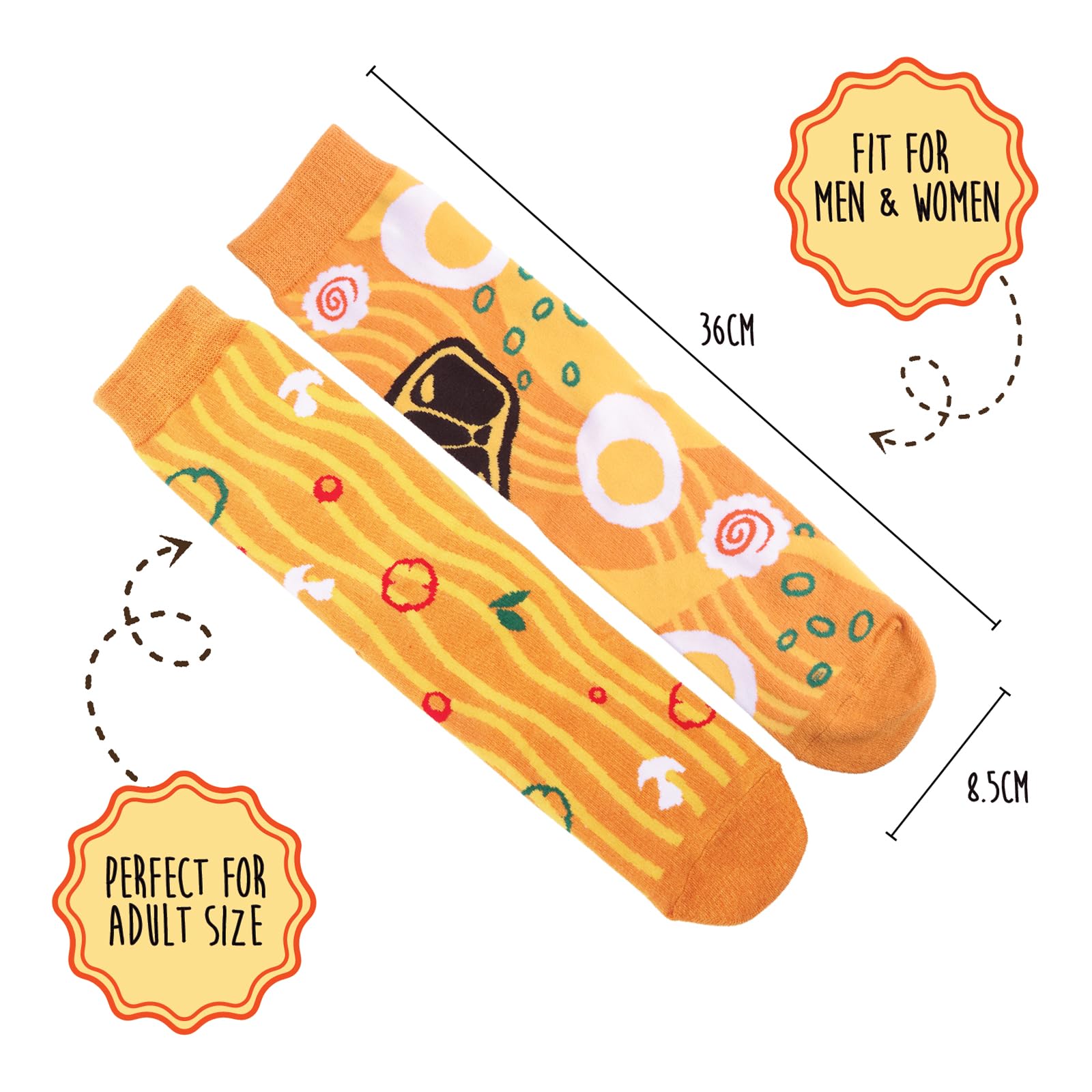 POPCRAZE Noodles/Ramen Socks 2 Pairs in Gift Box – One Size Fits Most – Novelty Socks Birthday Fathers Day Gift