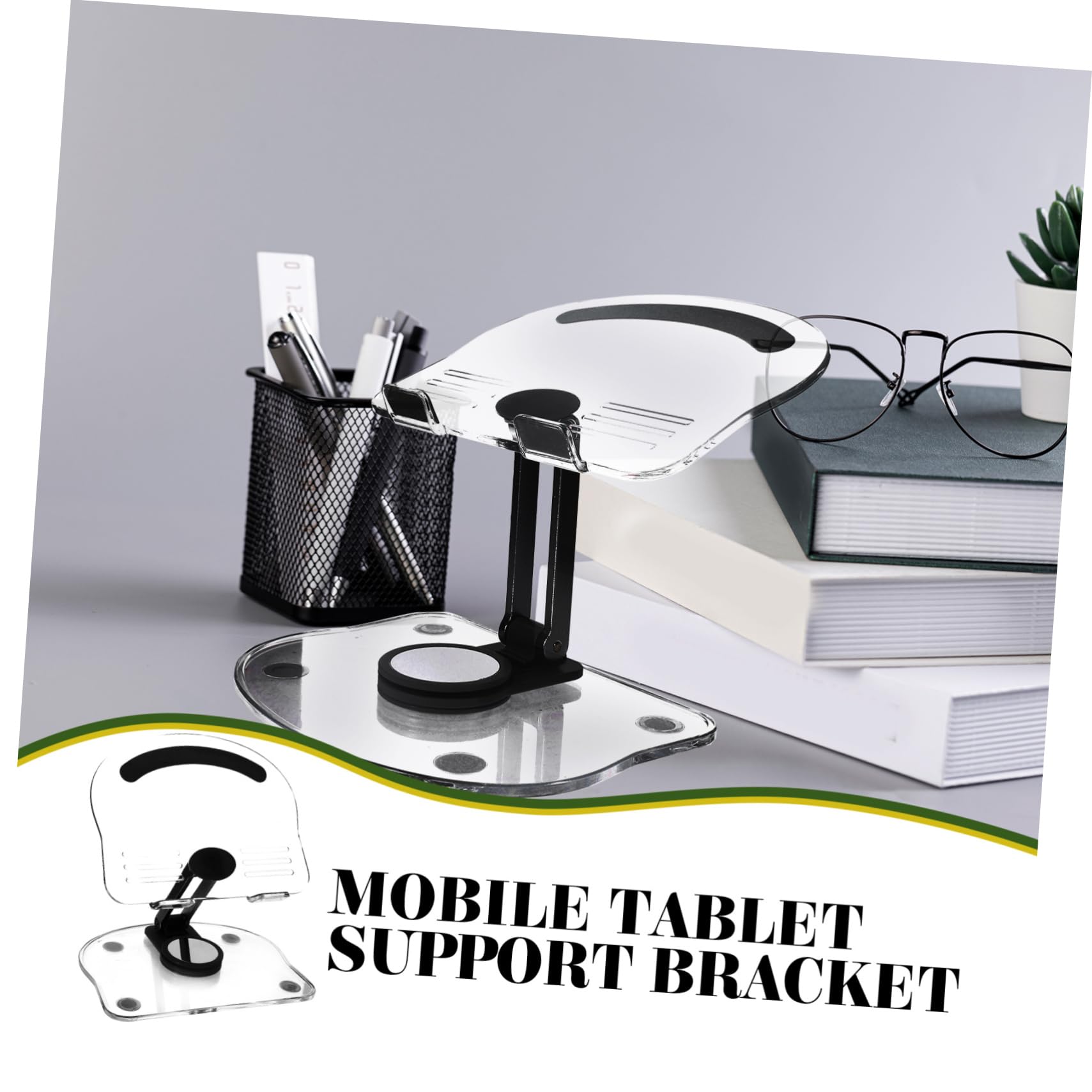 SEWACC Soporte para Tableta de Escritorio Acrílico Plegable y Giratorio Antideslizante para Oficina y Hogar Color Negro