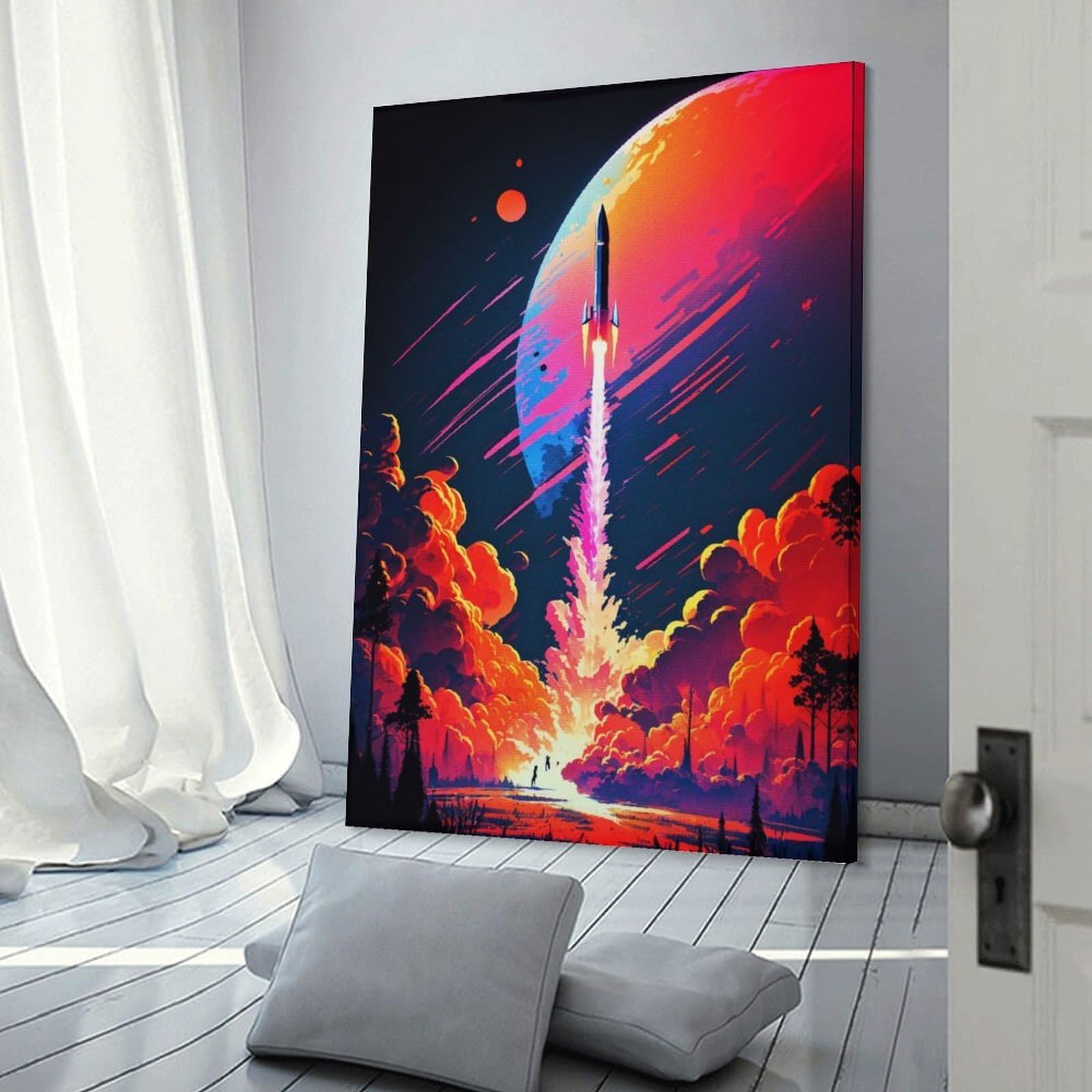 Junmoney Space Journey Hanging Wall Art 20x30inch(50x75cm), for Lounge, Bedroom Or Personal Spaces, Home Decor Gift with Stylish Appeal