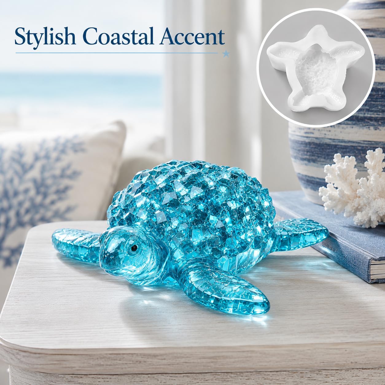 3D Crystal Sea Turtle Resin Mold, Diamond Silicone Mold for Epoxy Resin