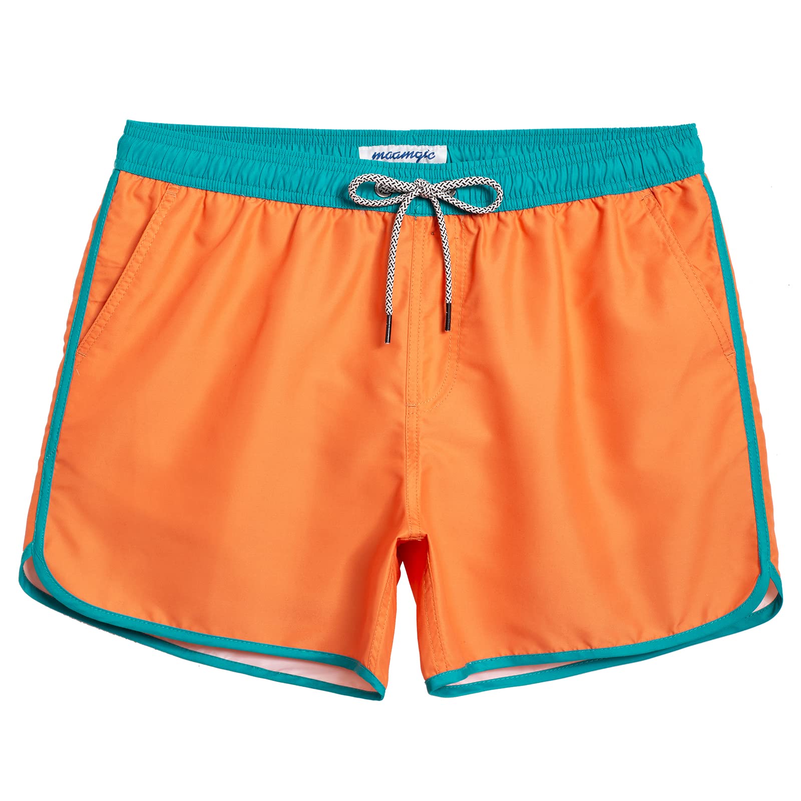 maamgic Mens Boys Short 80s 90s Vintage Swim Trunks with Mesh Lining Quick Dry Swim Suits Board Shorts