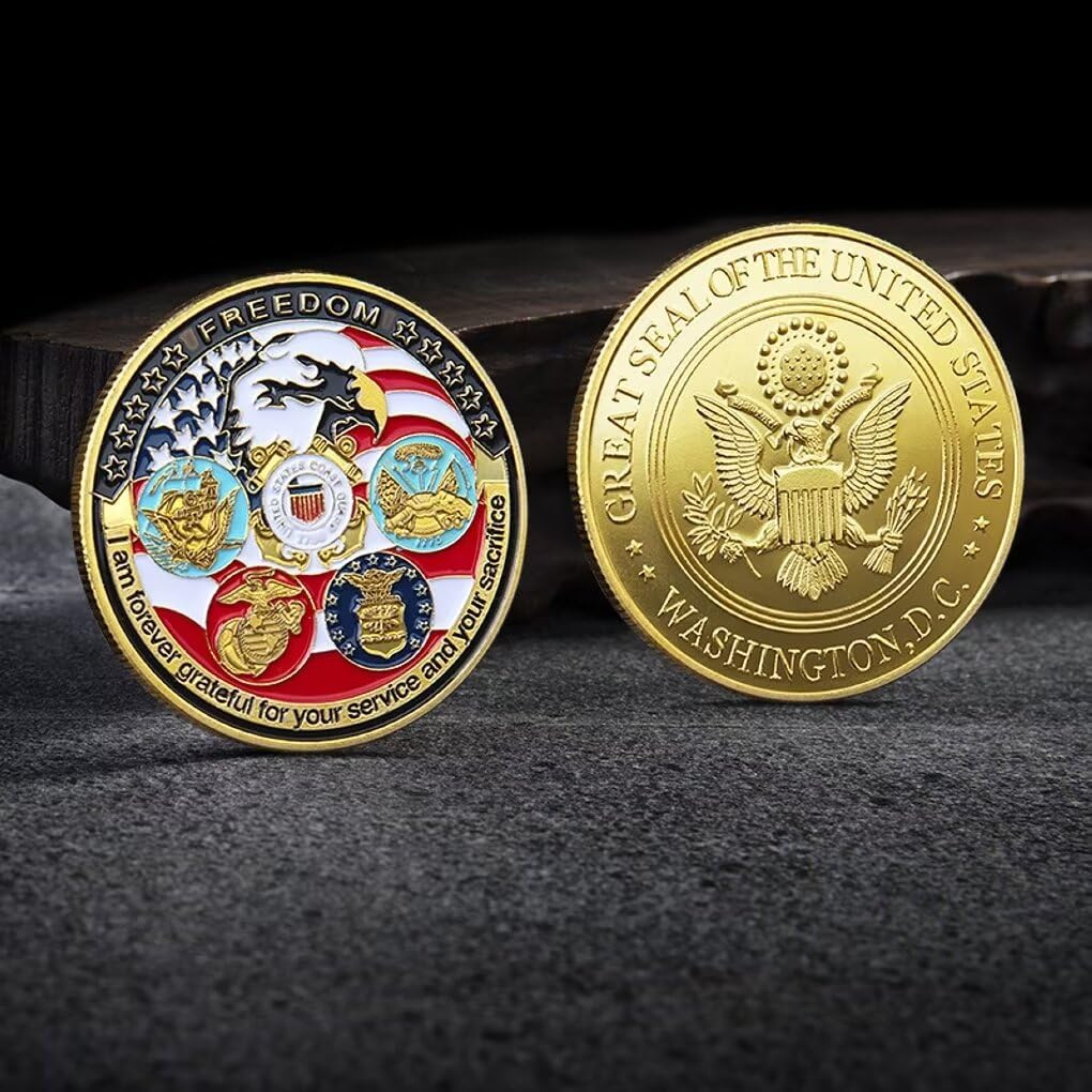 Cadeau souvenir souvenir de l'armée américaine Thank You Challenge sans pièce de monnaie Eagle Veteran Army Marine Corps Armed Forces