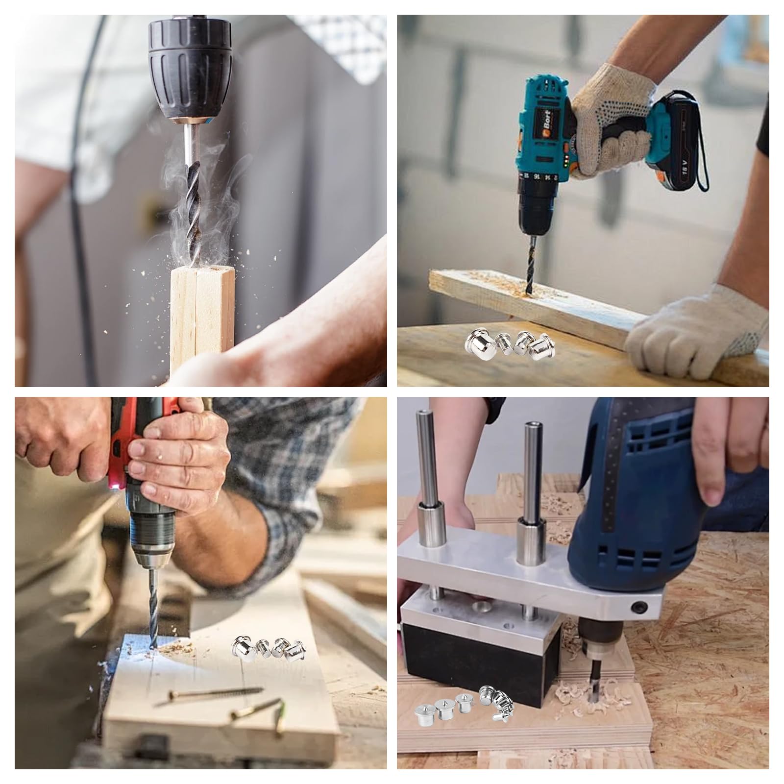 32 Pezzi Perno Centro di Allineamento, Perno Punti Centro 6/8/10/12mm Perno di Centraggio Pins In Legno Set di Punte per Tasselli per La Lavorazione Del Legno Attrezzi Tenon