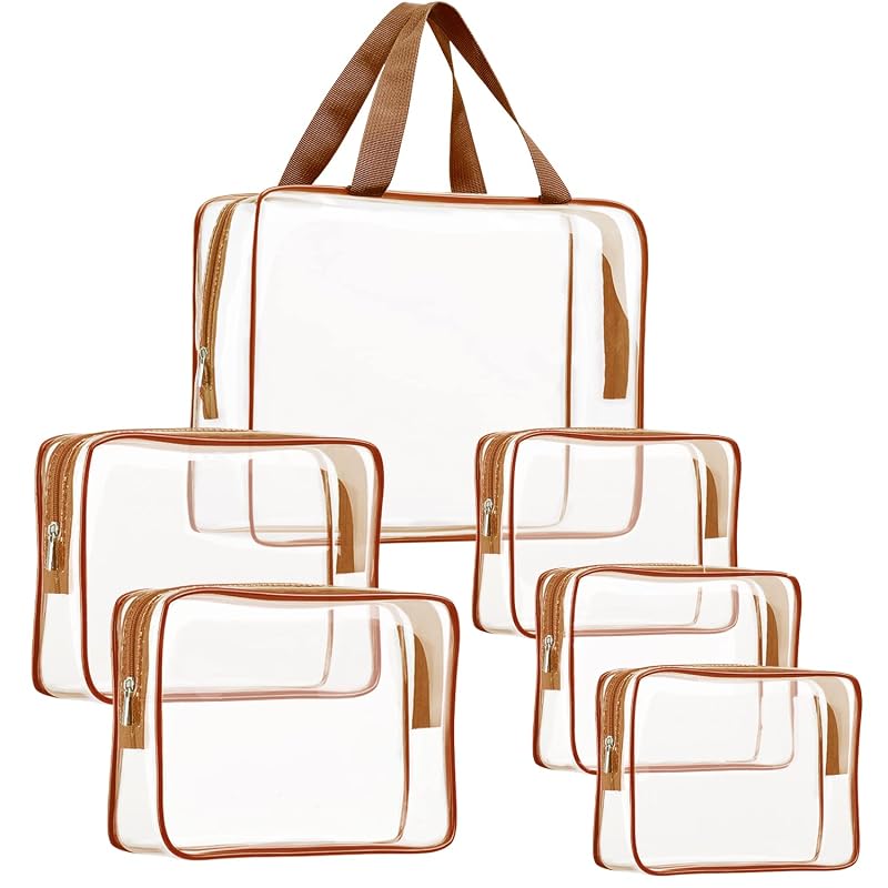 Kit ROYBENS com 6 Necessaires Transparentes de PVC para Cosméticos e Viagem