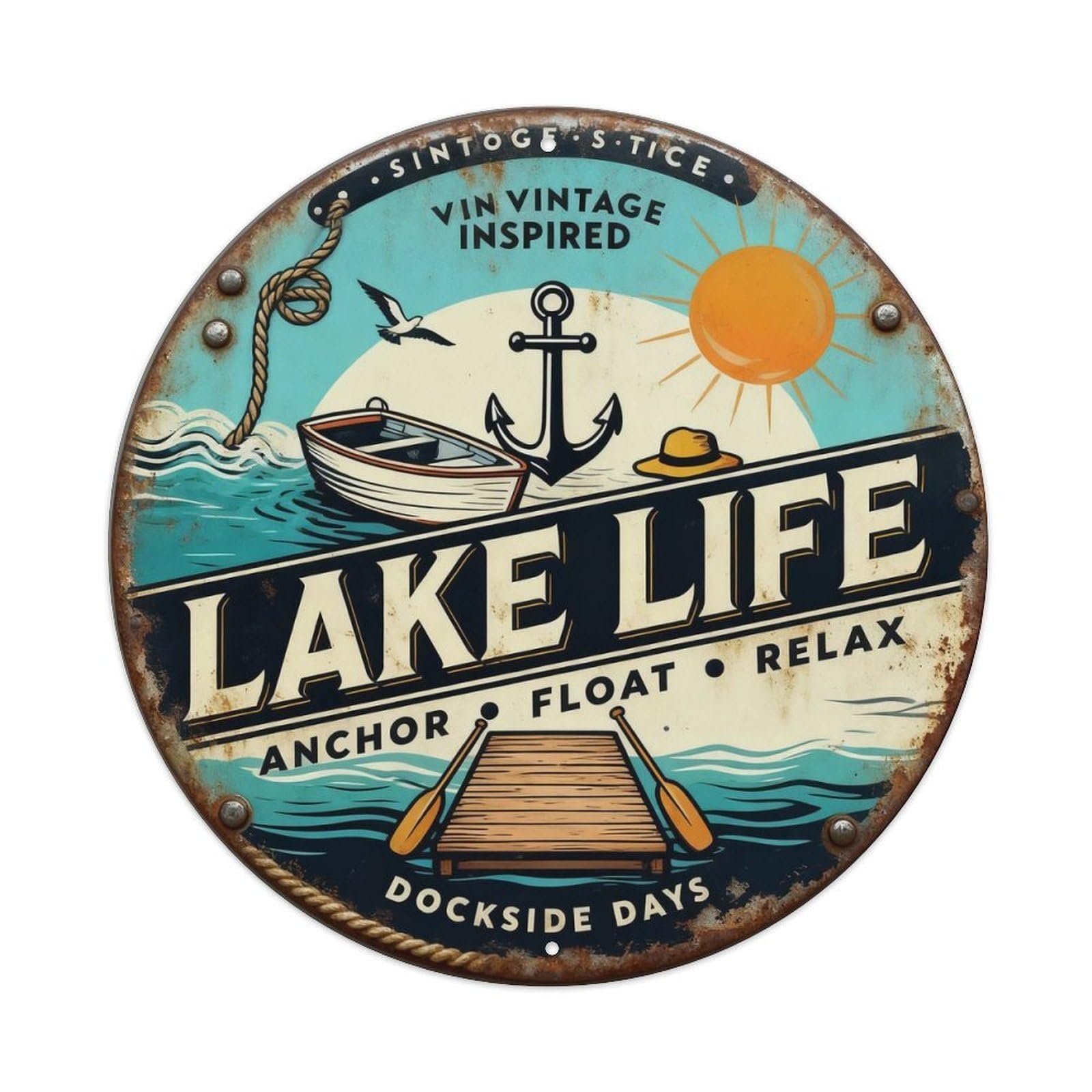 Lake Life Anchor Sign Metal Tin Sign Plaque
