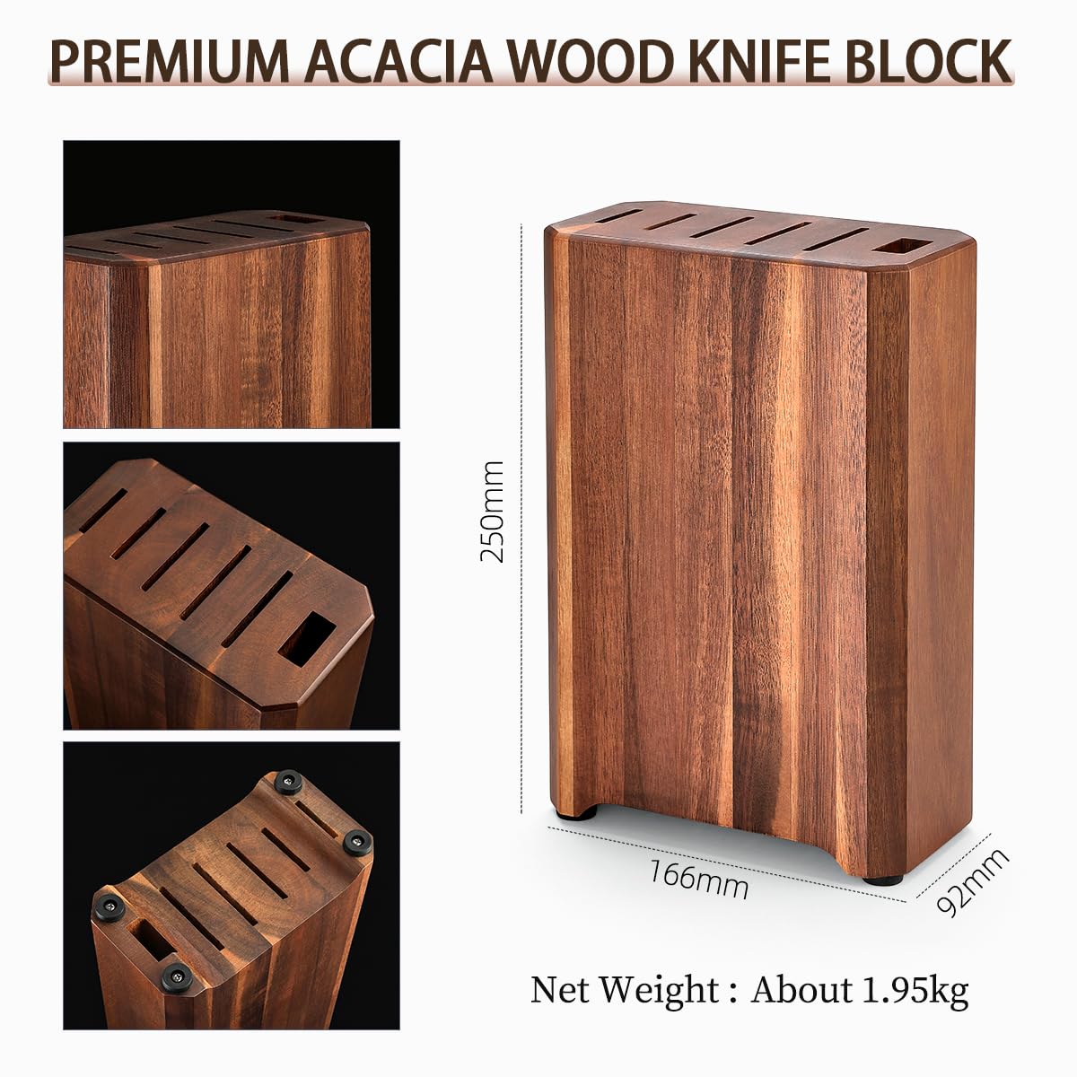 HEZHEN Set di Coltelli da Cucina Ceppi Portacoltelli, Coltello Santoku Stile Giapponese Coltelli da Chef, Forbici da Cucina Blocco Coltelli in Legno di Acacia