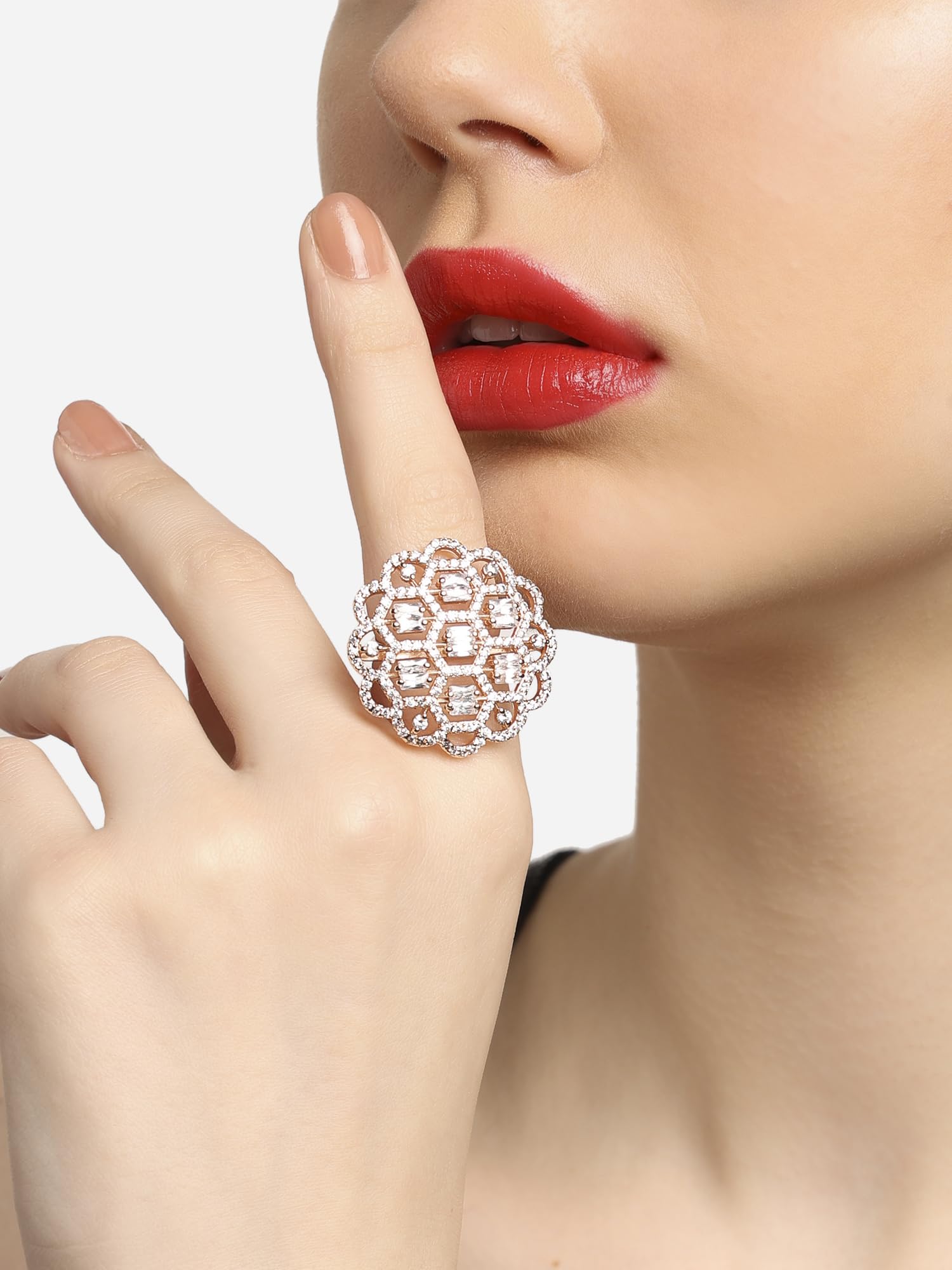 Cubic Zirconia Bling Brass Finger Ring for Women