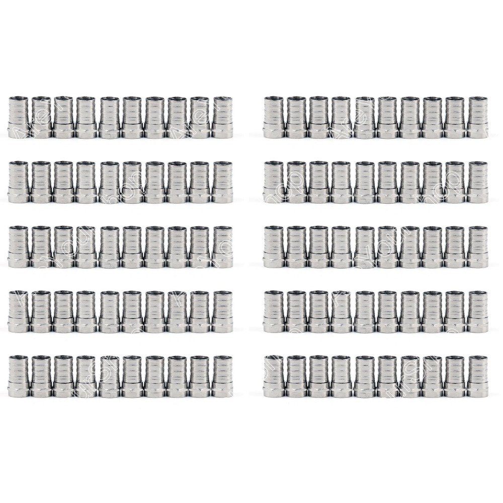 100 Pcs RG6 F Adapter Coax Coaxial Compression Type Crimp On Connector for Tv Coax Cable Satellite Connector