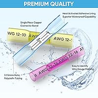 Vista 2 de TICONN 60PCS Heat Shrink Butt Connectors Kit, AWG 14 – 12 Butt Splice, Insulated Waterproof Electrical Marine Automotive Wire Crimp Terminals