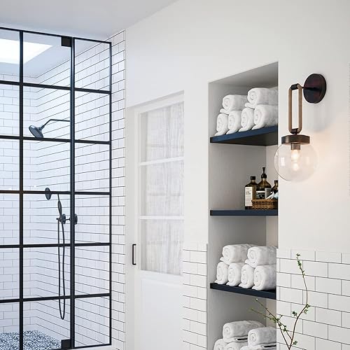 Miniatura 2 de Capital Lighting 627412NG Beaufort - Aplique de pared de cristal transparente, 1 luz de 100 vatios, 18 pulgadas de alto x 7 pulgadas de ancho, gris