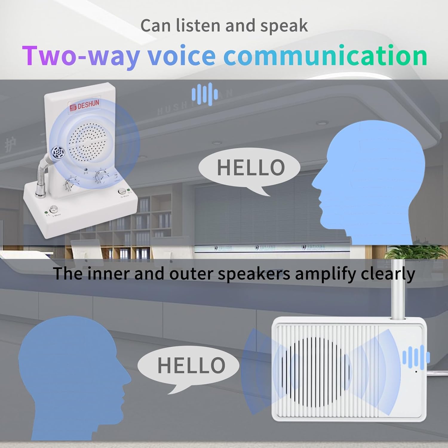 DESHUN Window intercom Speaker,Window intercom 2 Way, Window Counter intercom Microphone, intercom System for The Business/Bank/Office/Hospital/Station/Catering.