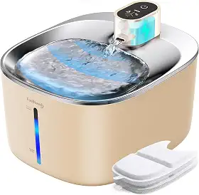 FEELNEEDY fonte de água para gatos operada por bateria, fonte de água para animais de estimação de 4l/135 fl oz para gatos e cães com sensor de movimento, bebedouro ultra silencioso sem fio
