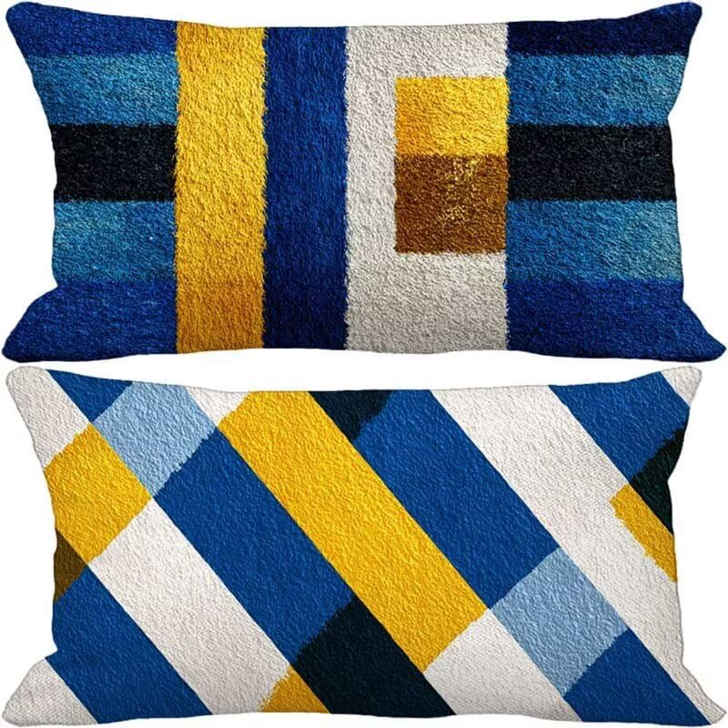Housse coussin 70x90 bleu canapé et salon de jardin pour décoration été