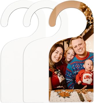 AUEAR, 3 Pack Sublimation Blanks Door Sign Wooden Hanger MDF Hardwood Hang Tag for Home Office