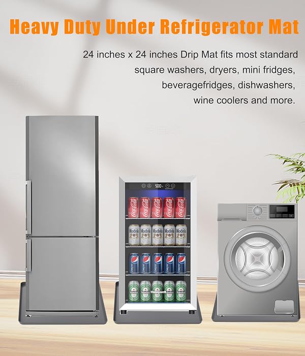 Mini Fridge Mat, 24''x24'' X0.8'' Mini Fridge Drip Trays Mat for Carpet Floor, Under Refrigerator Mat AC Conditioner Drip Pan, Silicone Mat for Refrigerators, Washing Machines, Dryers, Wine Coolers by NAXVIO - Image 6