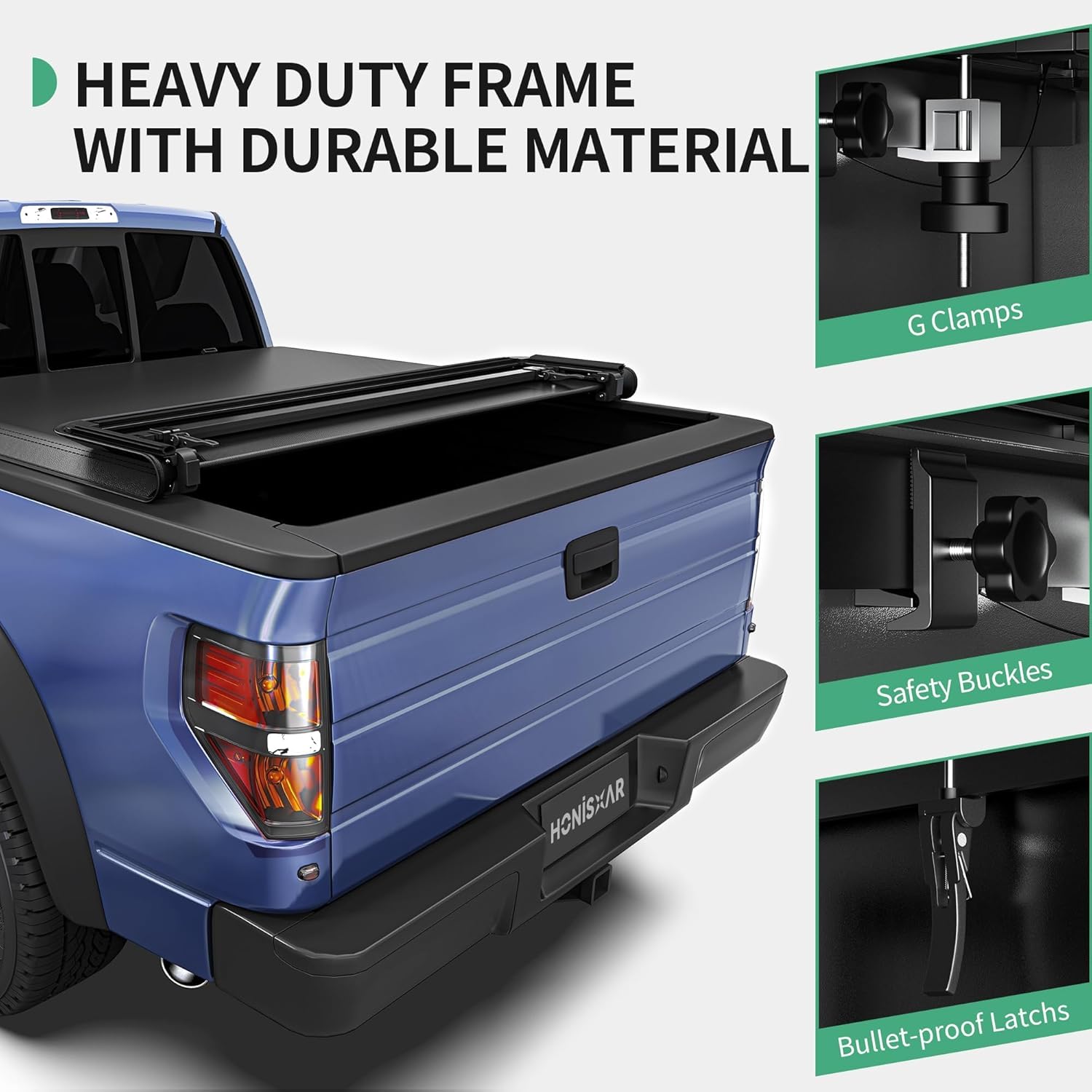 Soft Quad-fold Tonneau Cover Fit for Ford F-150 F150 2015-2026, Fleetside 6.5 Ft Bed