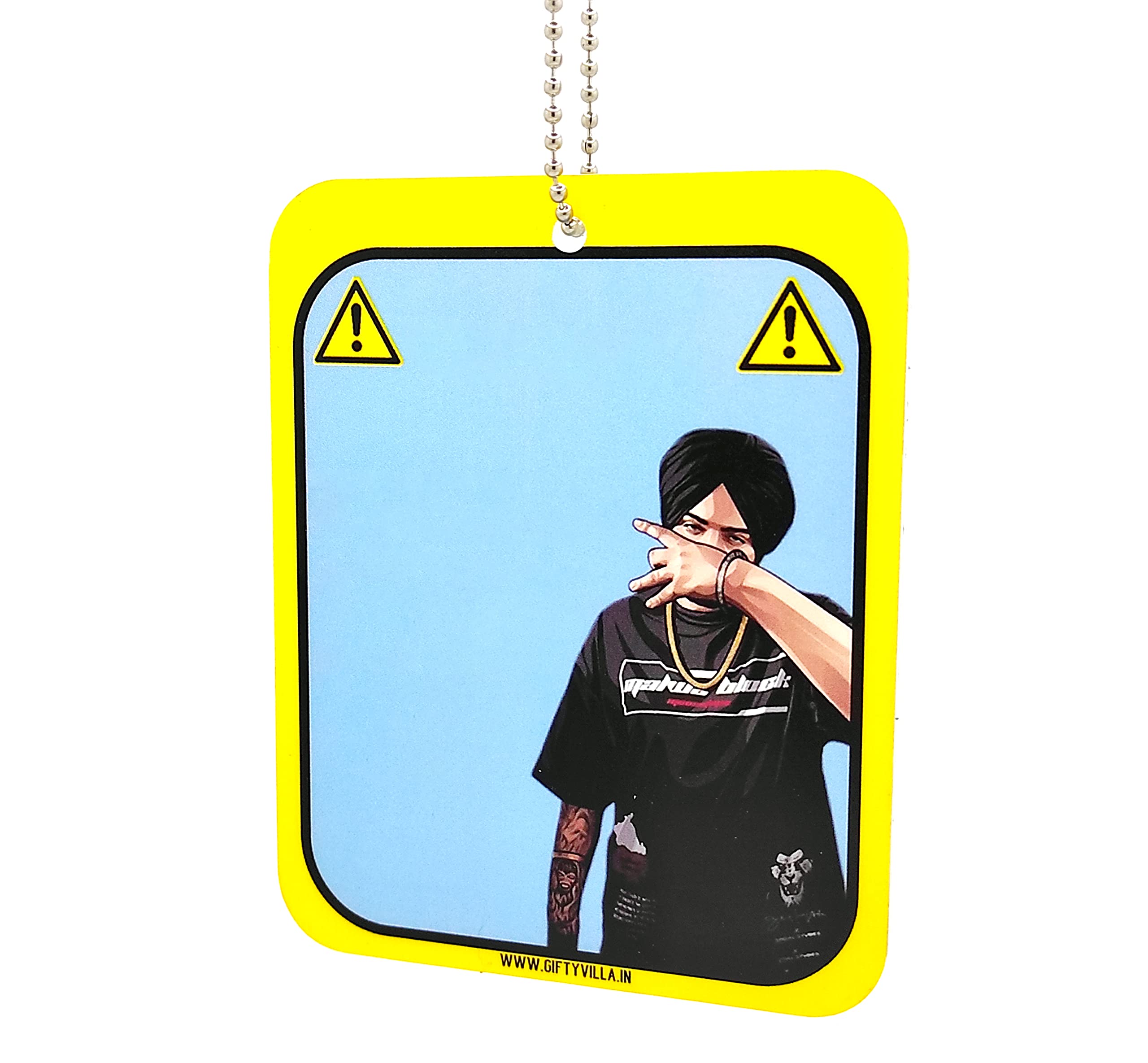 Gifty Villa Only Moose wala Played Here Wording with Photo Digitally Printing with Lemination Matte Finish Car Hanging