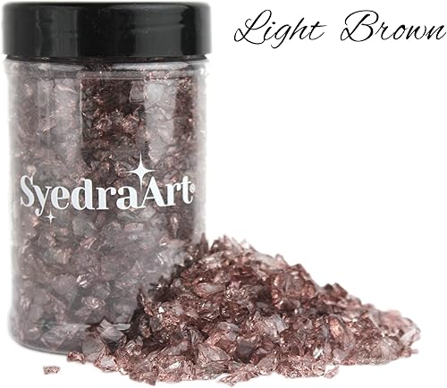 Miniatura 36 de Syedra - Juego de 3 piezas de vidrio triturado para manualidades, arte de resina, piezas de espejo de color triturado, 1 libra (amarillo)