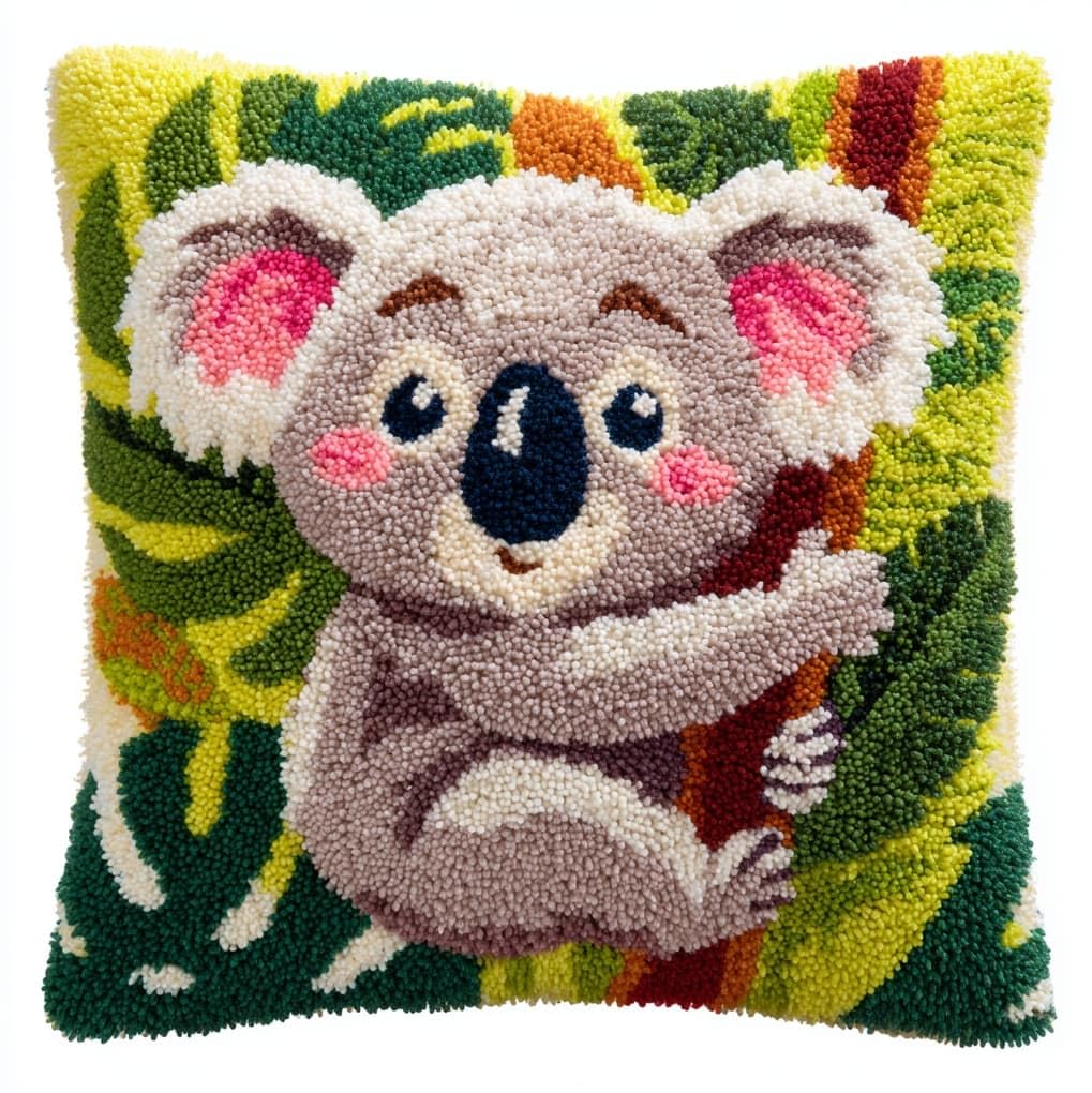 WallustrioaW Latch Hook Pillow Case Kits,Tropical Koala