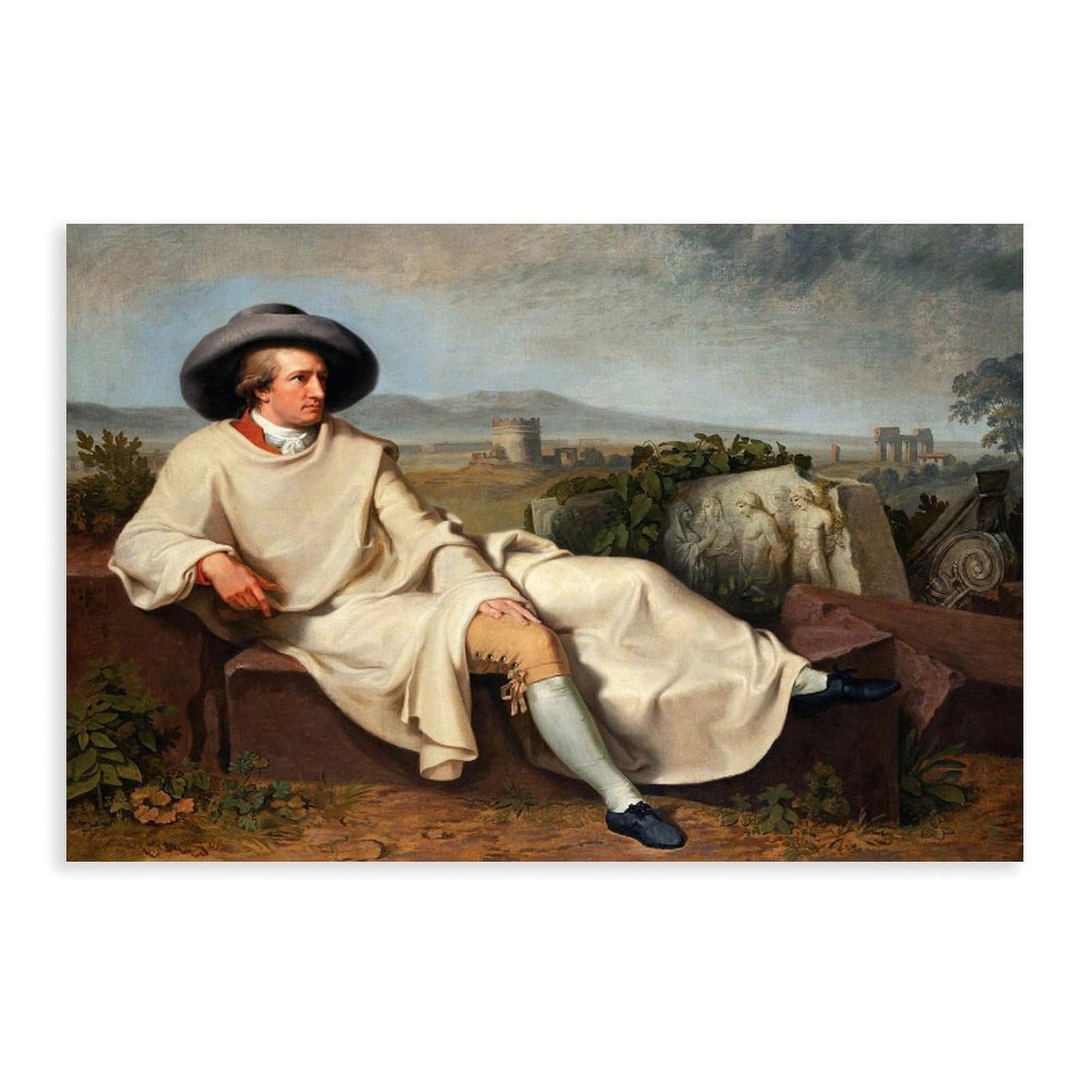 DFJyjFGJJ Johann Heinrich Wilhelm Tischbein,Goethe in The Roman Campagna, 1787 Canvas Wall Art Print Poster For Home School Office Decor 20" L X 30" W
