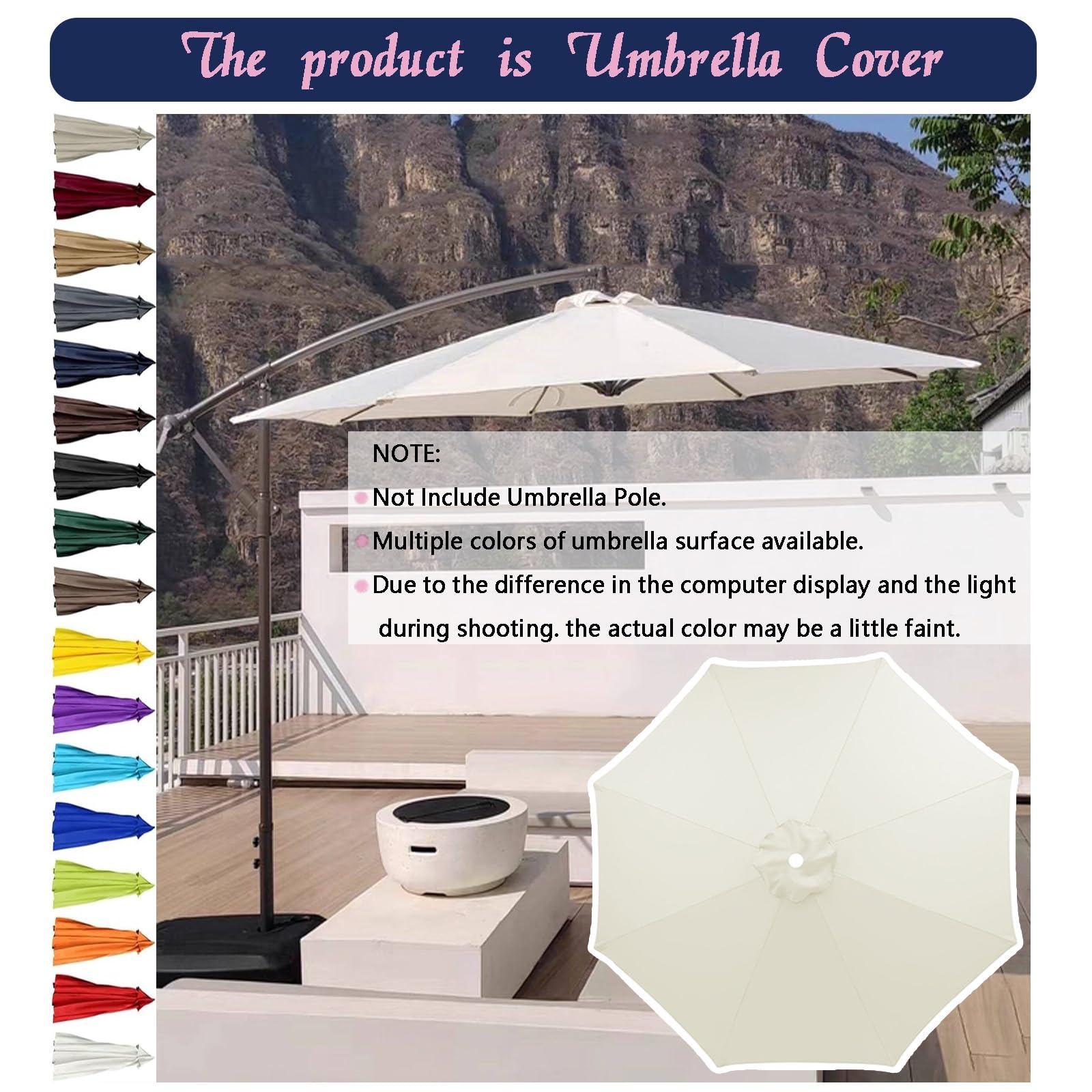 Tettuccio sostitutivo for ombrellone da giardino a 6/8 stecche, parte superiore rotonda for ombrellone da esterno, parasole impermeabile, telaio da 1 pezzo non incluso(Pure White,2.5m/8.2ft-6ribs)