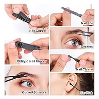 Vista 3 de Juego de manicura - Juego de cuidado de uñas de acero inoxidable - Herramienta de aseo profesional 7 en 1 para uñas encarnadas - Kit de pedicura