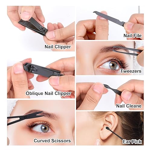 Miniatura 3 de Juego de manicura, juego de cuidado de uñas de acero inoxidable, profesional 7 en 1, herramienta de aseo para uñas encarnadas, kit de pedicura y