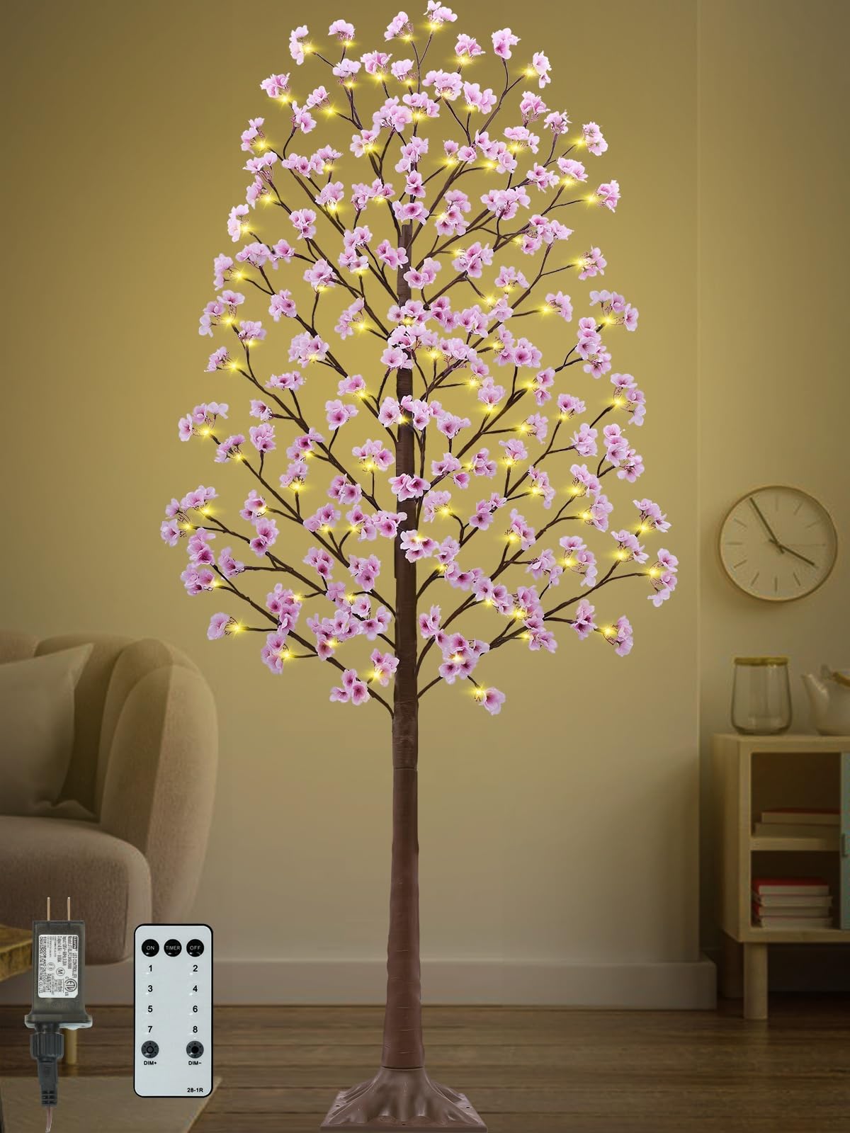 Photo 1 of ****INCOMPLETE SET/ MISSING ASSEMBLY PIECES /ONLY PARTIAL BLOSSOM LIGHTS**** 7FT Cherry Blossom Tree with 144 LED Lights, 432 Lush Pink Flowers, Artificial Lighted Cherry Blossom Tree with Remote 8 Modes, Timer for Spring Wedding Party Valentines Indoor O